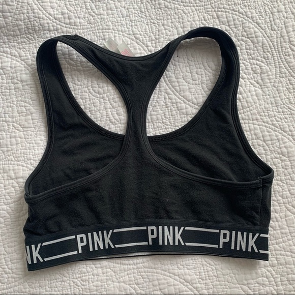 PINK Black Racerback Sports Bra with Elastic Band - Picture 9 of 10